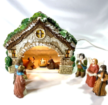 Lighted Porcelain Christmas 10 Piece Nativity Scene Tested - £14.23 GBP