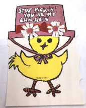 Vtg Valentines Day Card Chicken Chick Sweet Graphics 1950s USA Made Stop... - $13.99