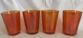 Iridescent Marigold Carnival Glass Juice Punch Cups Mid-century EUC 4” S... - $20.00