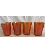 Iridescent Marigold Carnival Glass Juice Punch Cups Mid-century EUC 4” S... - £15.95 GBP