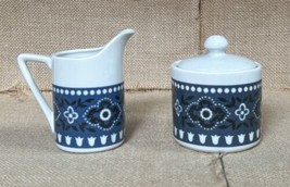 Vintage Floral Bandana Style Sugar Bowl And Creamer Set Boho Hippie Bohemian - £11.90 GBP