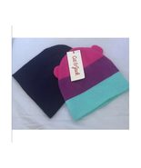 Cat &amp; Jack 2 Pack Girl Beanies Pink Purple Turquoise With Ears Navy Blue... - £17.73 GBP