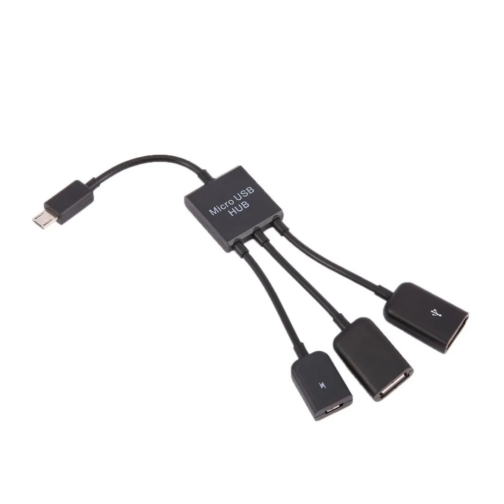 Newest 3 in 1 Micro USB Type C HUB Male to Female Double USB 2.0 Host OTG Adapte - £18.69 GBP