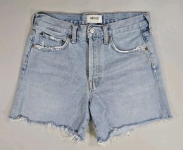 Agolde Denim Shorts Parker Button Fly Blue Denim Women&#39;s Sz 25 Style A90... - $41.82