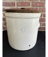 Antique 4 Gallon Robinson Ransbottom Stoneware Crock with Top &amp; Side Han... - $271.54 CAD