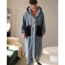 Coral Fleece Nightgown Men&#39;s Winter Plus Size Nightgown Suit Thicken Warm Bathro - £114.98 GBP