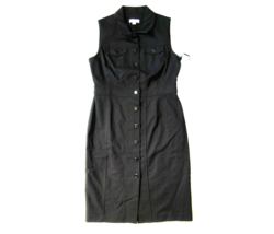 NWT Calvin Klein Sleeveless Sheath in Black Stretch Button Front Shirt D... - $42.00