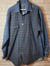 Vintage Facconable Jeans Long Sleeve Button Down Jean Jacket front Plaid... - $49.99