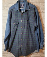 Vintage Facconable Jeans Long Sleeve Button Down Jean Jacket front Plaid... - $68.58 CAD