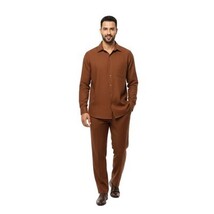 Men MONTIQUE 2pc Set Walking Leisure suit Long Sleeve Set 1641 Cognac Brown image 5