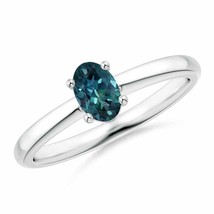 Angara Natural 6x4mm Teal Montana Sapphire Ring in Sterling Silver (Size-7.5) - £339.60 GBP