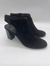 Eileen Fisher Slingback Heels Round Toe Black Suede Block size 8.5 - £22.44 GBP