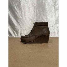 Clarks Originals Brown Leather Moc Toe Wedge Ankle Boots Women’s 6 M - £24.12 GBP