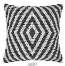 Diamond Stripe Throw Pillow Grey And White - £57.29 GBP