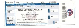 Ny Islanders Ny Rangers Full Ticket 3/10/15 Last Game At Nassau Coliseum Lot - $2.95