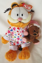Ty Goodnight Garfield 9-inch Beanie Baby Holding His Pookie Bear (2005) - £19.48 GBP