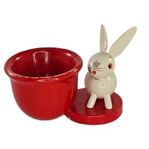 Vintage Veb Holzwaren Germany Wooden Egg Cup Bunny Rabbit - $18.69