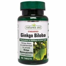 Ginko Biloba  Natures Aid 90 tablets food supplement - $299.77 MXN