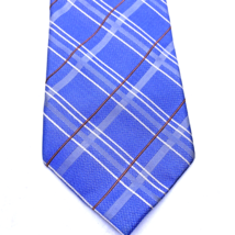 Van Heusen Necktie 100% Silk Tie Blue White Orange Check Plaid Pattern C... - $37.25