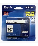 2 Pack Genuine Brother P-Touch TZe-231 1/2&quot;  Black Print On White Tape - £14.43 GBP