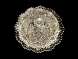 Vintage Covered Glass Butter Pat Dish, Diamonds, Stars, Fans, Scalloped ... - $24.45