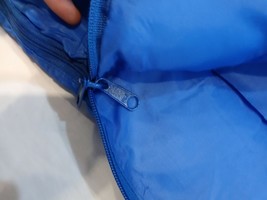 Adult Sleeping Bag Blue Shell &amp; Gray interior 33x72 W/ a defective Strap - $40.49