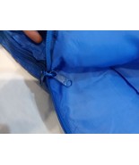 Adult Sleeping Bag Blue Shell &amp; Gray interior 33x72 W/ a defective Strap - $32.51