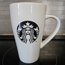 STARBUCKS 2014 Tall Coffee Cup Mug white 18 oz black Mermaid Logo Large ... - £14.15 GBP