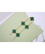 Van Cleef &amp; Arpels 18kyg Malachite Vintage Alhambra 5 Motif Bracelet - $1,450.00