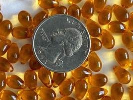 4.6 oz  6x8mm caramel Pressed Czech Glass Drop Beads Top Drilled - $7.93
