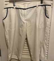 Callaway Women&#39;s Size 16 Long White Golf Shorts White Piping Snap Pocket... - $23.76