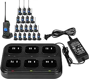 6 Way Multi Charger With 19 Packs Radios - $1,630.99