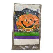 Vintage Reed Halloween Orange Pumpkins Moon Witch Crepe Paper Tablecloth Cover - £15.95 GBP