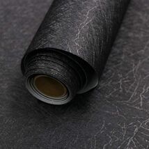 Embossed Black Self-Adhesive Wallpaper - Removable 15.7" x 393.7" Textur... - $44.50