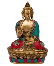Brass Buddha Vitarka Statue Multicolor Sculpture Idol for Home Decor Vastu Feng - £85.76 GBP