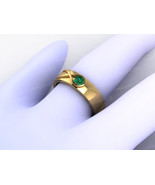 Emerald Band Sterling Silver Ring Unisex Band Jewelry Modern Silver Band  - €52,62 EUR