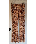 Womens XXS Shein Retro Brown Flowers Wide Leg Pants Leggings - £14.80 GBP
