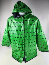 Aqua Queen Duck Print Green &amp; Blue PVC Reversible Rain coat Rain Jacket Size L - £23.34 GBP