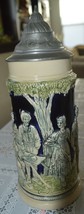 Vintage German Beer Stein w/ Pewter Lid, &quot;Tanz auf der Alm&quot; DBGM 11-1/4&quot;... - £24.03 GBP