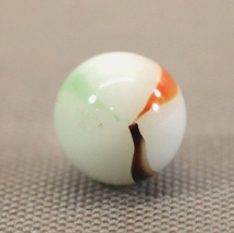 Vintage Milk Glass Striped Shooter Marble 5/8in White Brown Orange Green - £5.74 GBP