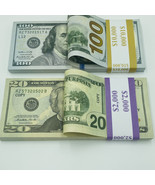  Realistic Prop Money Mix 50 Pcs $100 $20 Double Sided Full Print looks Real - $13.99