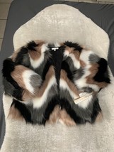 June &amp; Hudson Faux Fur Chevron Jacket Size XL  New With Tags Coat - £40.82 GBP