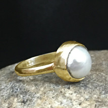 925 Sterling Silver Pearl Sz 2-14 Gold/Rose Gold Plated Ring Women RSV-1066 - £17.30 GBP+
