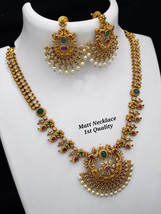 Gold Plated Bollywood Style CZ Traditional Fashion Choker Necklace Earrings Set - £56.29 GBP