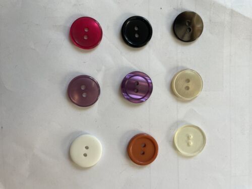 12 black, clear , marble brown , purple, white, mustard  2 holes button ... - $1.99