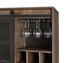Treju Wine Cabinet, Obscure Glass, Rustic Oak &amp; Black Finish - $317.00