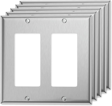 2 Gang Decorator Outlet Covers Double Switch Plate Metal Rocker Wall Plate, Stai - £16.80 GBP