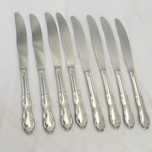 Oneida Fenway Daydream Dinner Knives 8 1/2&quot; Wm A Rogers Stainless Lot of 8 - $16.65