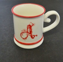 Eve Art Mango Moon Coffee Mug Cup Monogram A White with Red Trim Floral Initial - £12.55 GBP