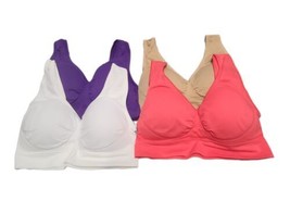 Sports Bra Womens Size Medium Lightly Padded Set Of 4 Multicolor Stretch - £14.17 GBP